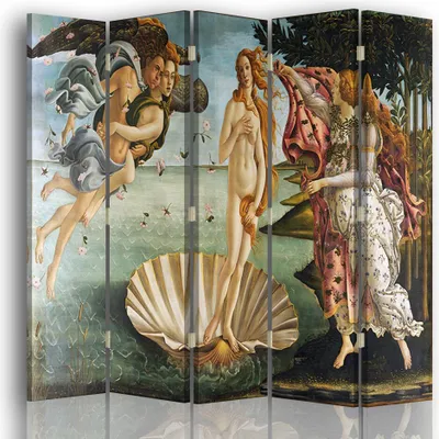 Produktbild von Paravent - Raumteiler Die Geburt der Venus - Sandro Botticelli - Dekorativer Raumtrenner cm. 180x170 (5 x)