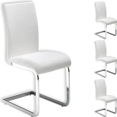 Produktbild von Stuhl Schwingstuhl Esszimmerstuhl Sitzgelegenheit LETICIA, weiß, im 4er Pack