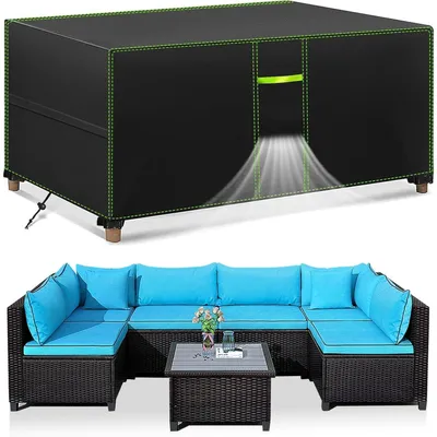 Immagine prodotto di Copertura protettiva per mobili da giardino, resistente alle intemperie invernali, dimensioni 180x120x74 cm, impermeabile, tessuto Oxford 420D, colore nero
