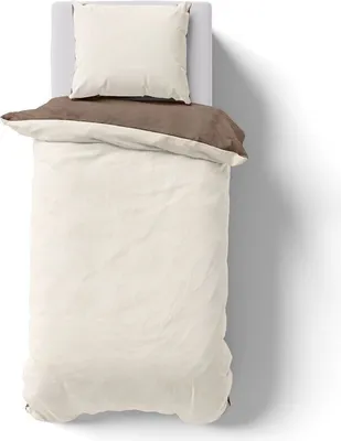 Produktbild von Flausch Wende Bettwäsche 135x200 80x80 cm Cashmere Touch Plüsch Natur-Nougat