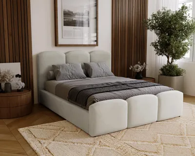 Produktbild von Bett 180x200 cm Capri mit Bettkasten - Polsterbett, Metall-Lattenrost, Samtstoff Hellgrau (Magic Velvet 2218)