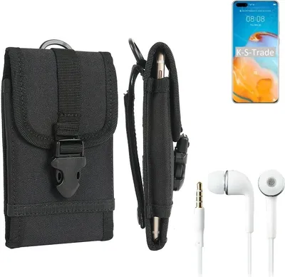 Produktbild von K-S-Trade Holster Schutz Hülle kompatibel mit Huawei P40 Pro Gürteltasche Handy Hülle Tasche outdoor Seitentasche schwarz 1x + Kopfhörer