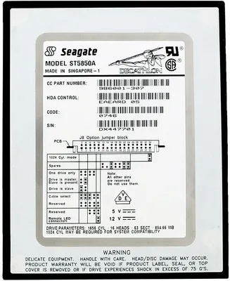 Obrázek produktu pro Pevný disk Seagate ST5850A 850MB 5400RPM 256KB Ata 8,9cm