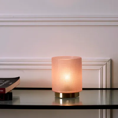 Image de Lampe - HOME DECO FACTORY - Verre Embossé - Rose