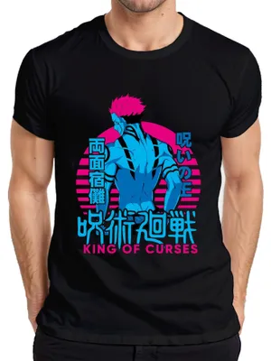 Zdjęcie produktu dla Koszulka męska Jujutsu Kaisen Sukuna Ryomen King of Curses Anime Vaporwave, czarny, XL