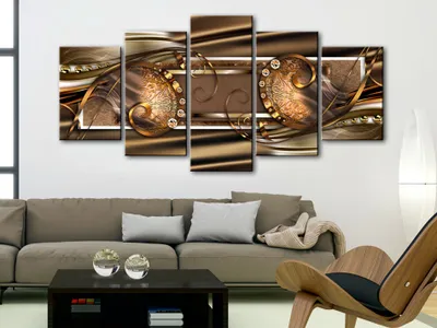 Produktbild von Akustikbild Abstrakt 200x100 cm Bilder Akustikschaum Hochleistungsschallabsorber Schallschutz Leinwand 5 tlg Wandbild Raumakustik Schalldämmung a-A-0086-b-o