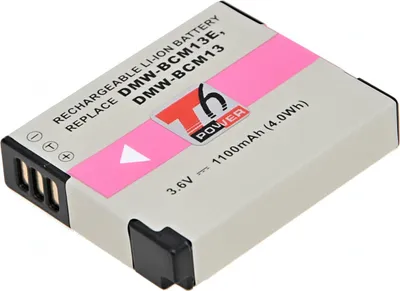 Produktbild von T6 Power Akku für Panasonic Digitalkamera, Teilenummer DMW-BCM13, Li-Ion, 3,6 V, 1100 mAh (4 Wh), schwarz