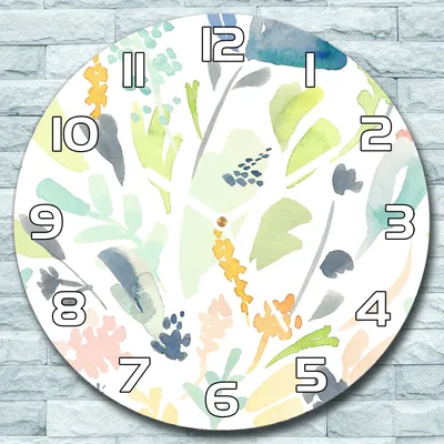 Produktbild von Wanduhr aus Glas Rund fi 30 Florale Abstraktion Quarz Deko Wohnzimmer Büro