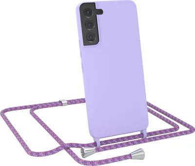 Produktbild von EAZY CASE Handykette kompatibel mit Samsung Galaxy S22 Plus 5G Handyhülle zum Umhängen, Silikon Hülle mit Band, Schutzhülle mit Ersatzkordel, Stylische Kette für Smartphone, Lila / Unicorn
