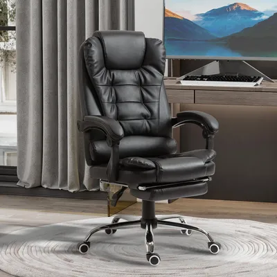 Produktbild von Sweiko Bürostuhl mit Fußstütze, Schreibtischstuhl, verstellbare Rückenlehne, höhenverstellbar, Schwarz