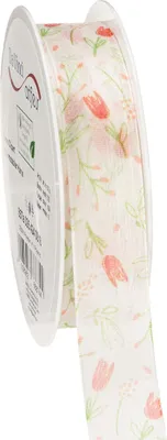 Produktbild von Geschenkband mit Tulpenmotiv für Dekoration und kreative Ideen