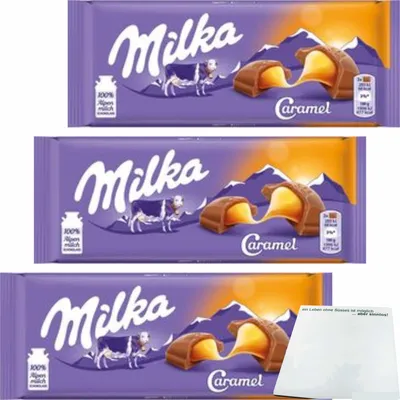 Produktbild von Milka Schokolade Caramel 3er Pack (3x100g Tafel) + usy Block