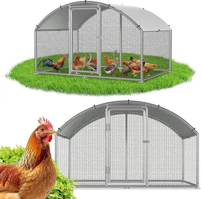 Produktbild von Hühnerstall mit Freilaufgehege Kleintierstall für Outdoor, Hühnerhaus mit Hühnerklappe, Geflügelstall, Vogelkäfig, Hühnerkäfig, Freigehege für Kleintiere