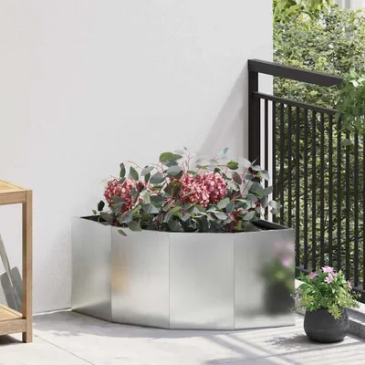 Produktbild von "Schlussverkauf" Eckpflanzer im Garten - 1 pc - Hochbeet/Gartenbeet - Silber 60x60x35 cm Verzinkter Stahl C13632