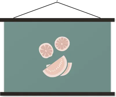 Produktbild von MuchoWow® Textilposter Sommer - Obst - Abstrakt 60x40 cm mit schwarzem Rahmen - Hölzernes