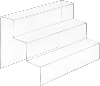 Produktbild von Dekotreppe 3-Stufig (200x125x125mm) aus glasklarem Acrylglas - Zeigis® / Stufendisplay / Präsentationstreppe / Treppendisplay / Treppenständer / Präsentations-Treppe / Warenträger / Acryl / Transparent