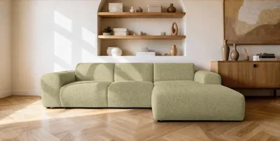 Image de Canapé d'Angle XXL GIN 310x192 L Droit | Tissu Texturé jaune