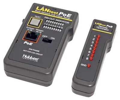 Productafbeelding van HOBBES 13.01.3371, PoE-tester, BNC, RJ-45, PoE-testen, LED, Zwart, IEEE 802.3af, IEEE 802.3at