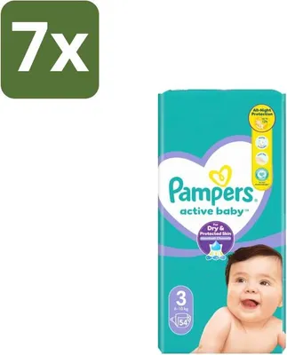Produktbild von Pampers – Windeln – Active Baby Größe 3 – 54 Windeln - Vorteilspack - 7 Stücke