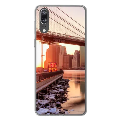 Produktbild von MuchoWow® Handyhülle Schutzhülle Hülle für Huawei P20 New York - Brooklyn - Brücke Silikon Softcase Handy Hülle - Hardcover