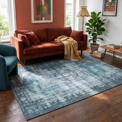 Produktbild von Volero - Teppich Vintage - Estate Medaillon Blau Grün - 230x330 cm - Wohnzimmer, Esszimmer, Schlafzimmer - Klassik, Modern, Orientalisch