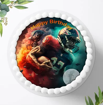 Produktbild von Für die Geburtstags Torte ein Tortenaufleger, Zuckerbild mit dem Motiv: Football, Essbares Foto für Torten, Fondant, Ø 20cm, 1941z