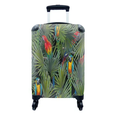 Produktbild von MuchoWow® Koffer Handgepäck Trolley Rollkoffer Kleine Reisekoffer mit 4 Rollen - Papagei - Dschungel - Muster - Cabin Size < 55x40x23 cm & 55x40x20 cm - Fotokoffer - Kabinenkoffer - Boardgepäck - Reise-Box - Reisekoffer - Reisegepäck - Koffer mit Bild - Trolley für Kinder