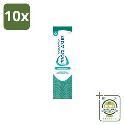 Imagen del producto de 10 tubos de pasta dental Sensodyne Proglasur Fresh & Clean - 75 ml - Paquete de suministro - 10 unidades