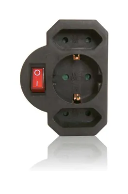 Image de Multiprise 2x Euro et 1x contact de protection noir avec interrupteur