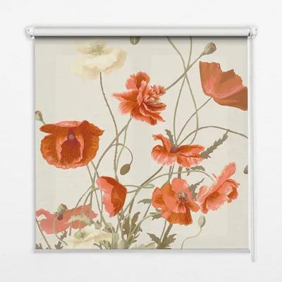 Produktbild von Seitenzug-Rollo Fensterrollo Jalousie - Thermo-Rollo Verdunkelungsrollo - 140x140 cm - Mohnblumen