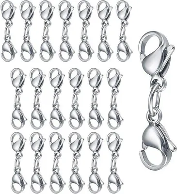 Produktbild von 20-teiliges Kettenverlängerung mit Doppelkarabinerschließe in Silber für Schmuck - Armbänder und Ketten