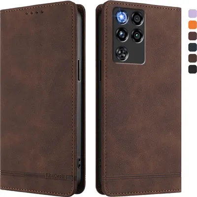 Produktbild von Hülle für ZTE nubia RedMagic 11 Pro, Retro Kunstleder Ständer Klapphülle mit Kartenfächer und Magnetische Braun