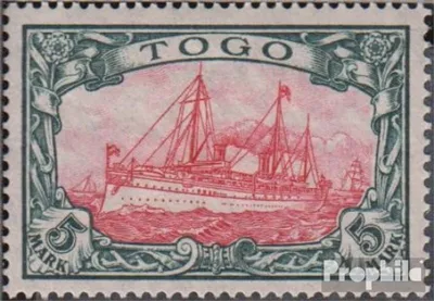 Produktbild von Briefmarken Togo (Dt. Kolonie) 1919 Mi 23II A  mit Falz Schiff Kaiseryacht Hohenzollern