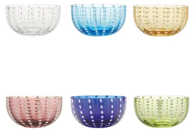 Image de Zafferano Lot De 6 Bols Perle En Verre Coloré Artisanal, Design Élégant Et Vif Pour La Table, Parfaits Pour Service Cocktail Ou Dessert