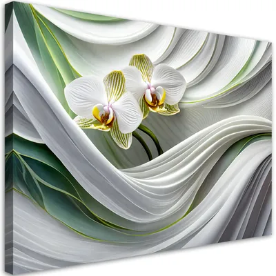 Produktbild von Leinwandbild Orchidee 3D-Abstraktion 60x40 Feeby Weiß bild für die wand bereit zum aufhängen