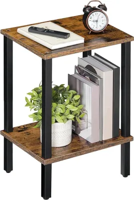 Immagine prodotto di Tavolino industriale a 2 livelli in legno marrone vintage