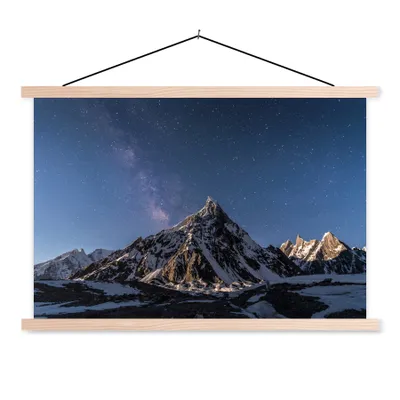 Produktbild von MuchoWow® Textilposter Milchstraße über dem Berg K2 60x40 cm mit holzfarbenen Rahmen - Bilder