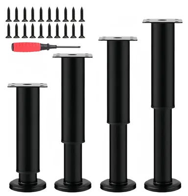 Produktbild von Verstellbare Möbelbeine – Höhe 25-43 cm – Schwarz – Set mit 4 Stück
