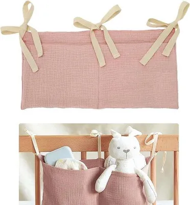 Obrázok produktu pre Závesná taška na detskú postieľku, organizér, 30 x 40 cm, ružová