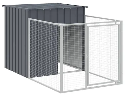 Image de vidaXL Niche pour chiens avec enclos Anthracite 110x201x110cm Acier galvanisé
