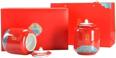 Imagen del producto de LYGSWDB: Dosificador de té, recipiente grande para guardar té, vidrio cerámico sellado, juego de vidrio para encimeras de cocina, juego de té chino retro, doble vidrio, juego en caja de regalo, dosificador de té (B)