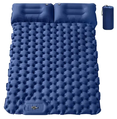 Immagine prodotto di Materassino gonfiabile per campeggio, design gonfiabile, pompa integrata, colore blu, dimensioni 196x125x9 cm