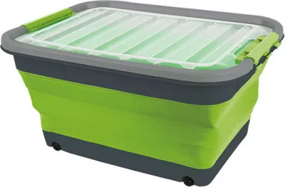 Immagine prodotto di Cassetta di stoccaggio 30l pieghevole con coperchio e rotelle 54,5 x 39,7 x 9,6 / 27,5 cm