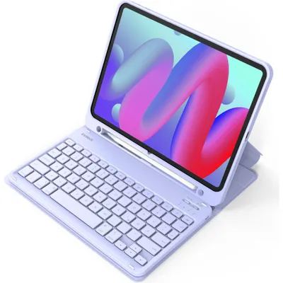 Zdjęcie produktu dla Inateck KB04002, QWERTY, Panel dotykowy, Apple, iPad Air 11 Zoll 7th Gen M3 2025 iPad Air 11 Zoll 6th Gen 2024 (A2902/A2903/A2904) iPad Air 10.9..., Fioletowy, Poziom naładowania, Bluetooth, Caps Lock, Ładowanie