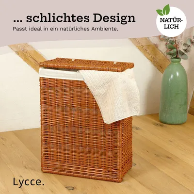 Image de Panier à linge de niche en osier tressé naturel blanc Panier à linge, boîte à linge, coffre à linge, panier à linge, couleur : naturel