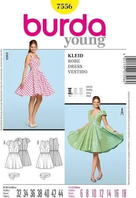 Produktbild von 7556 Kleid, 50er-Jahre, Tellerrock, Burda