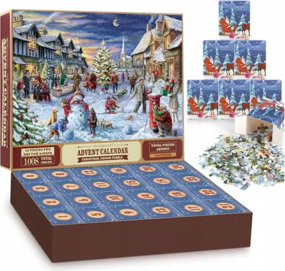 Obrázek produktu pro Adventní kalendář Vánoční puzzle 1008 dílků 24 dní.