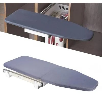 Image de Table à repasser coulissante - Table à repasser pliable à ranger dans l'armoire - Pivotante à 180° - À glisser dans l'armoire - Peu encombrante - 81 x 31 x 15 cm