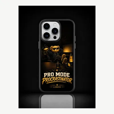 Obrázok produktu pre Puzdro na iPhone 15 Pro, ochranné puzdro s motívom "Prokrastinácia" – značka LUNØIR