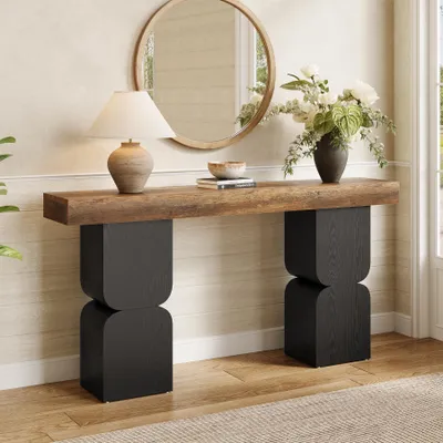 Produktbild von Tribesigns 160 cm Konsolentisch, robuster Look, Sofatisch hinter dem Sofa, Color-Blocking-Design, Moderne Eingangstisch für den Wohnzimmer, Flur